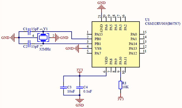 CSM32RV003_QFN20_典型应用原理图